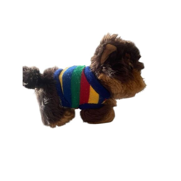Dan Dee Kids Brown Multi Color Striped Sweater Dog Plush Toy - Picture 2 of 11